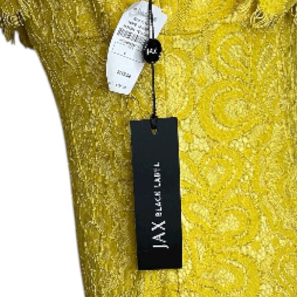 Jax Black Label Yellow Lace One Shoulder Sheath Dress Sz 6 NWT - Picture 3 of 3